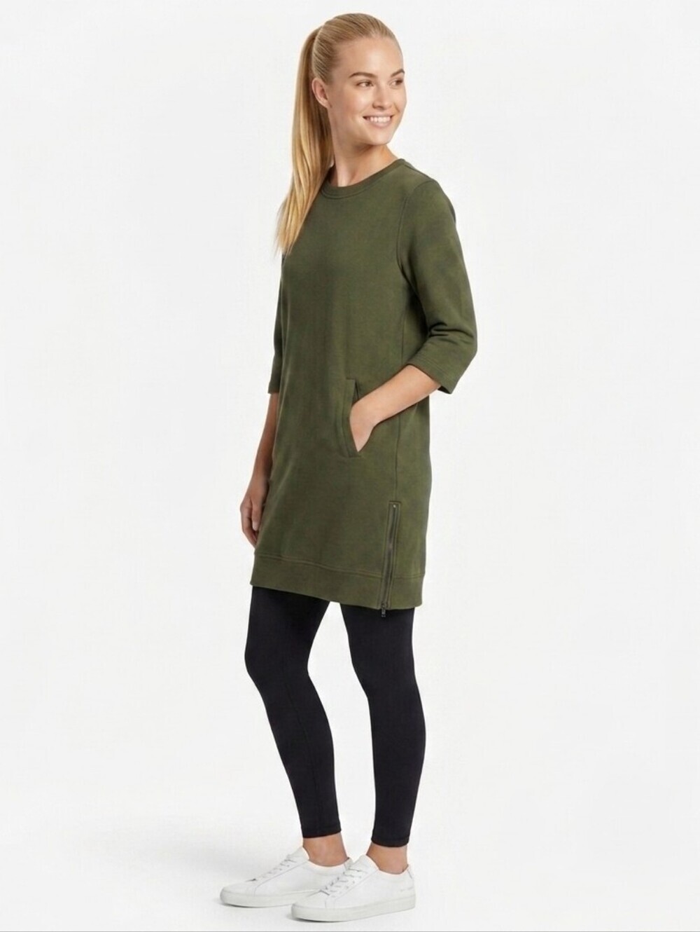 Fabletics Elelna Women Small Hunter Green Sweatshirt Dress